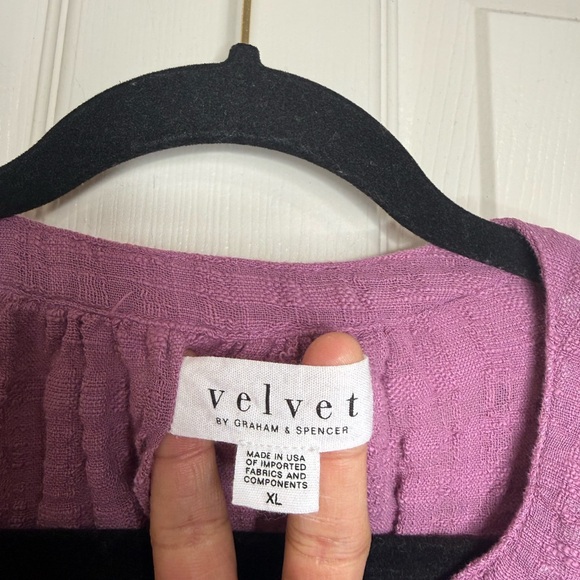 Velvet By Graham & Spencer Bonita Textured Cotton Top Balsamic Purple Size XL - Picture 5 of 10